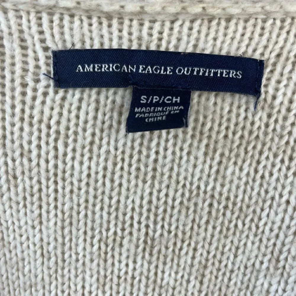 Pre-Owed American Eagle Knit Cream Cardigan Sweater Size S